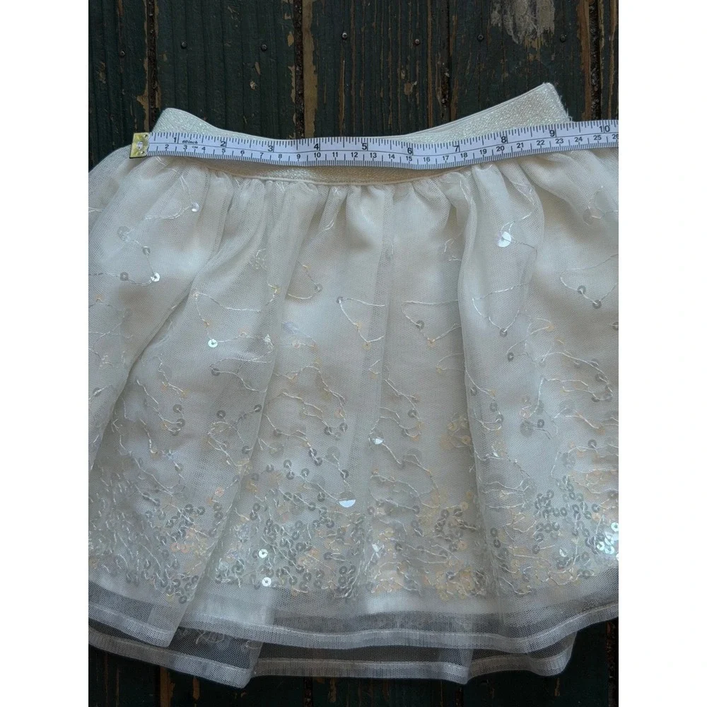 The Childrens Place Girls White Sequin Tulle Skirt Size XS 4 Tutu Party Dress Up